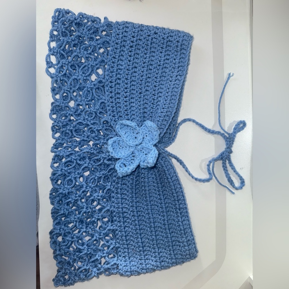 Blue Crochet Top with Flower🦋